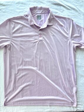 Callaway Striped Opti Dri Golf Polo Shirt Mens XL Lavender White‎ Performance